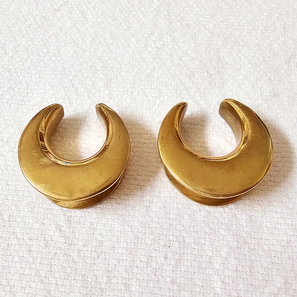 Brass 3/4" 20mm Gauge Crescent Earring Saddle Shreaders - Picture 1 of 9